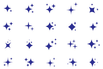 Fototapeta premium Stars set icons, different sparkle star shapes icon collection, shine stars sparkles signs, bling decoration. Magic twinkle vector elements, shining glitter effect for artificial intelligence.