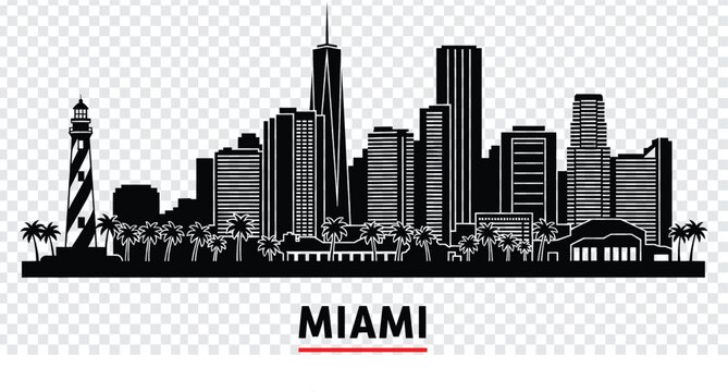 Miami florida city skyline silhouette vector illustration