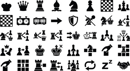 Chess piece icons and strategic game symbols © Lunatix Studio