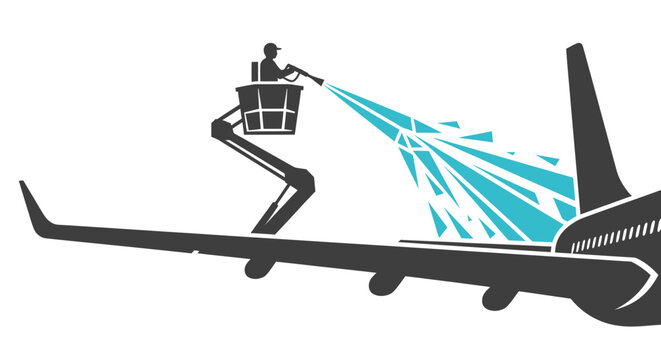 Aircraft Cleaning Service Vector Illustration