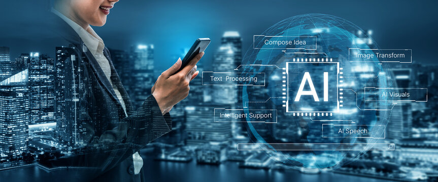 Artificial intelligence capability map showing text processing, speech, visual transformation and intelligent support in one system. Corpus