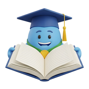 Cartoon blue bird holding yellow umbrella