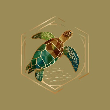 Geometric turtle swims within a hexagonal frame