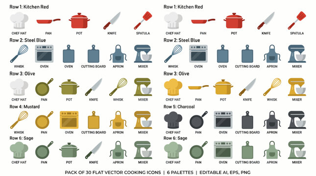 A collection of various kitchen utensils and tools neatly arranged on a table indoors.