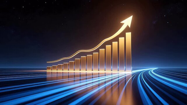 Golden growth chart in space
