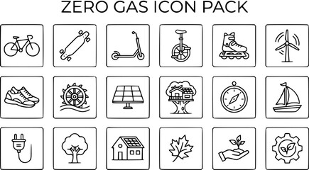 Zero Gas Icon Pack: Eco-Friendly Transportation, Renewable Energy, Nature  Sustainable Living - Line Art © mahren