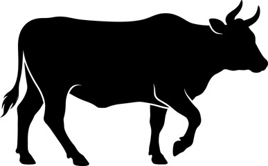 Fototapeta premium Walking Cow Silhouette Side Profile Isolated Vector Illustration for Agriculture Livestock Farming and Rural Design