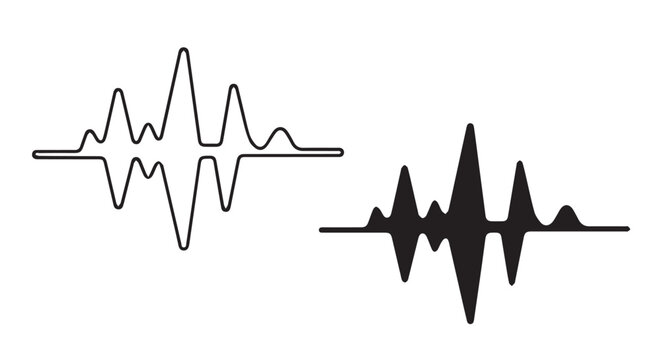 Sound Wave Icon Set Line and Solid Style for Music and Audio Design