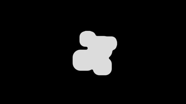 abstract white square metaballs animation floating and merging on a black background flat liquid geometric shapes morphing together for modern motion graphics dynamic cell loop video. 4k