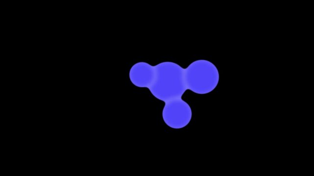blue liquid metaball shapes interacting moving and blending in dark space soft glowing fluid dynamic element for digital design concept futuristic organic cell transformation on black background. 4k