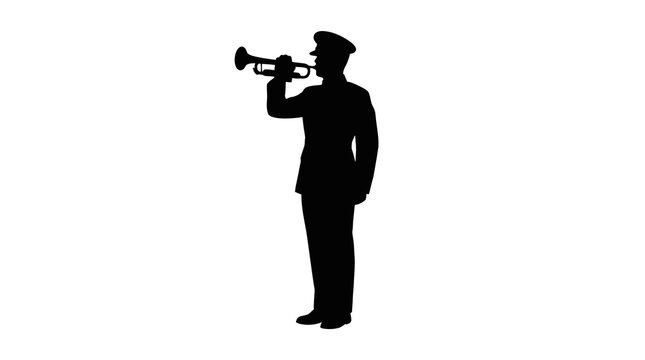 Military Bugler Silhouette Vector