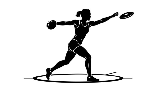 Female Discus Thrower Silhouette - Athletic Competition