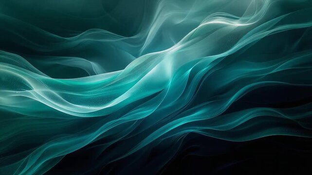 Minimal teal nebula fog moving gracefully through tranquil cosmic space with soft radiant ambience