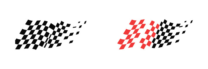 Dynamic racing flag design vector with dispersing black and red checkered pattern speed icon for  finish line motocross label symbol, editable vector illustration, vector, designs © gevan