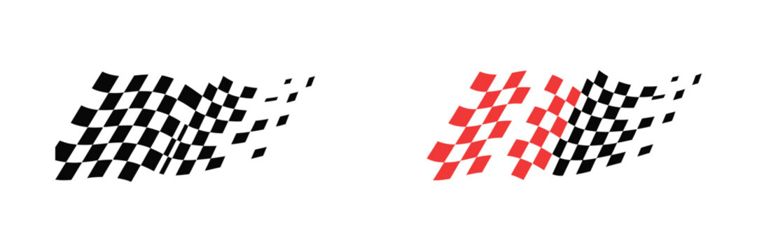 Dynamic racing flag design vector with dispersing black and red checkered pattern speed icon for  finish line motocross label symbol, editable vector illustration, vector, designs