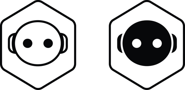 Hexagonal robot head vector icon set