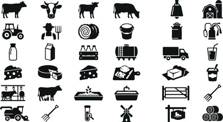 Dairy farming and milk production icon collection © Lunatix Studio