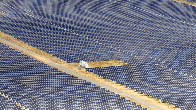 Aerial View of Expansive Solar Farm Array in Armidale Australia