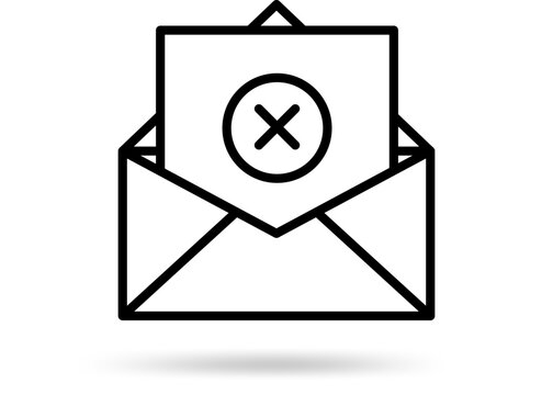 Email Undelivered Notification with a Red Cross Symbol Inside an Envelope Icon