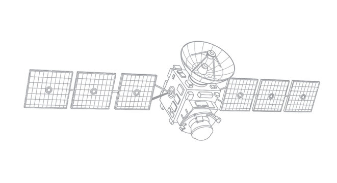 Artificial Satellite Outline Vector Illustration