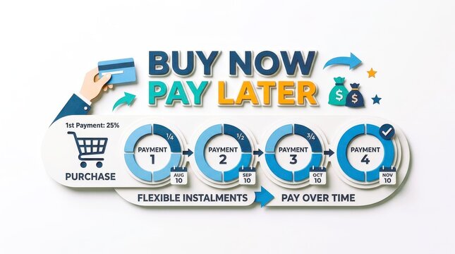 Buy now pay later payment plan purchase flexible installment pay over time credit card shopping finance debt budget consumer retail online store deferred payment installment purchase payment