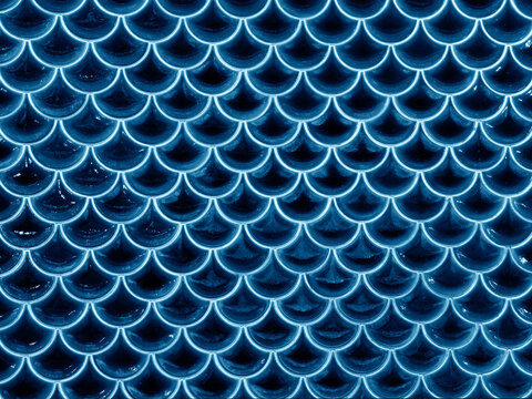 Glowing mermaid pattern with sparkle. Radiant aquatic scales with bright neon accents