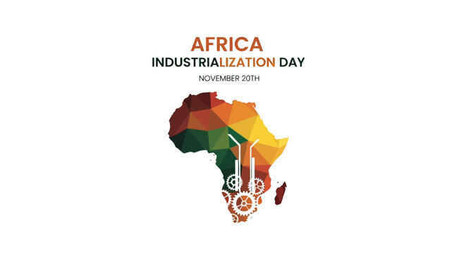 Africa Industrialization Day Map Illustration Design.