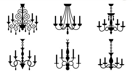 Naklejka premium An illustration of six traditional candelabras hangs on a white background