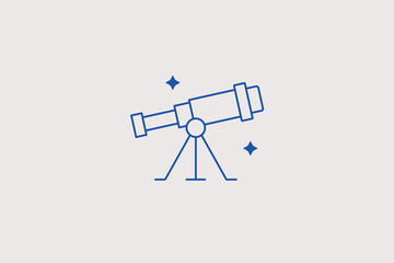 Astronomical telescope on tripod line icon for observatory center, astronomy blog, science school. Clear vector illustration for space observation. © HenryFord