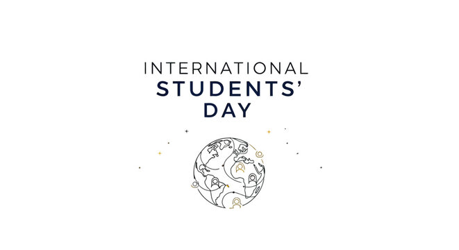International Students Day Text and Globe Illustration.