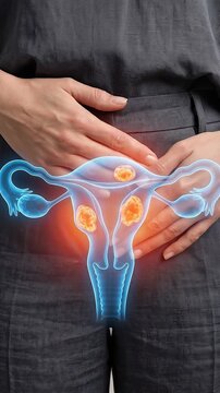 Uterine fibroid causes pelvic pain women uterus discomfort health reproductive organ issues quality life medical illustration lower abdomen highlighted fibroid growth female reproductive system