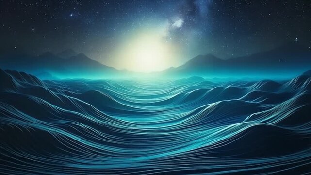 Ethereal teal fog waves creating immersive cosmic ambience with subtle radiant atmosphere