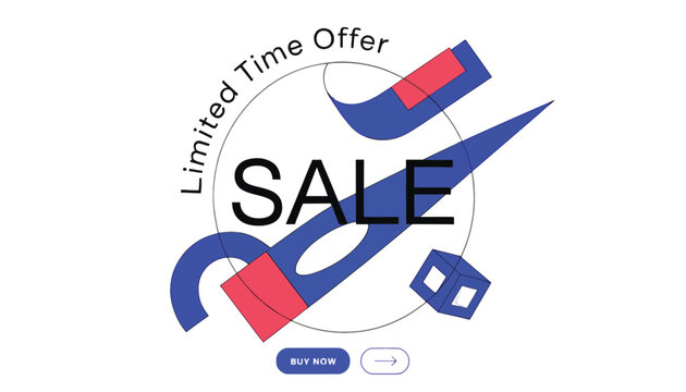 Limited time sale promotional graphic with minimalist abstract geometric design