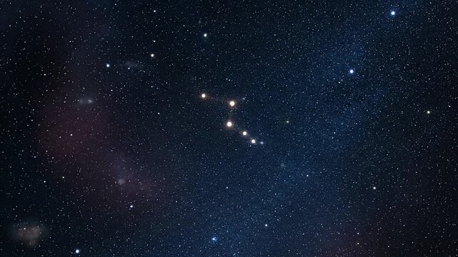 Deep space and nebulae with bright stars forming a subtle constellation pattern