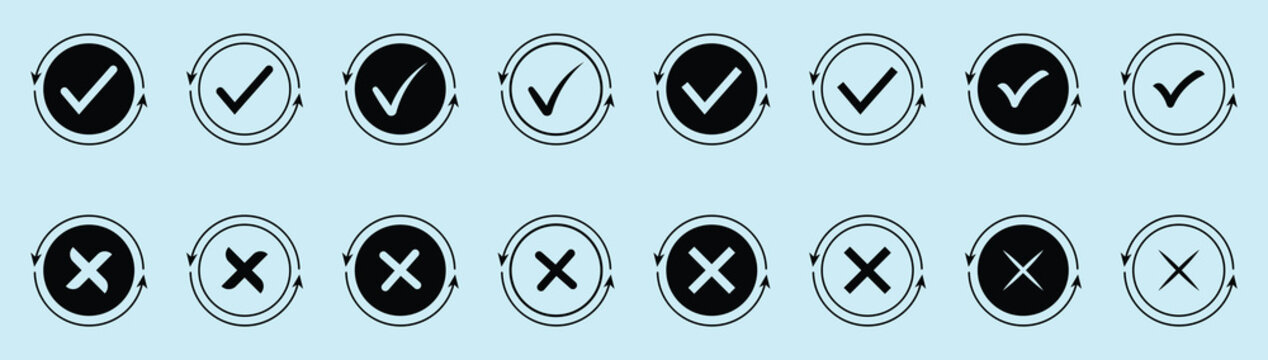ick and Red Cross Signs &ndash; Circle and Square Checklist Icon Collection.