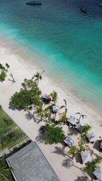 Vertical Aerial 4K Drone Footage Gili Meno Island Lombok Indonesia Tropical Beach