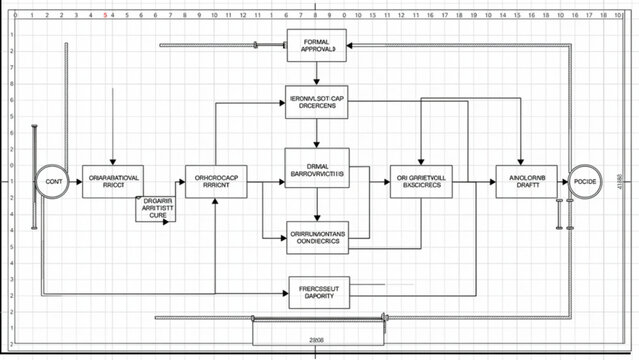 technical flowchart diagram with interconnected process steps and decision points illustrating system functionality