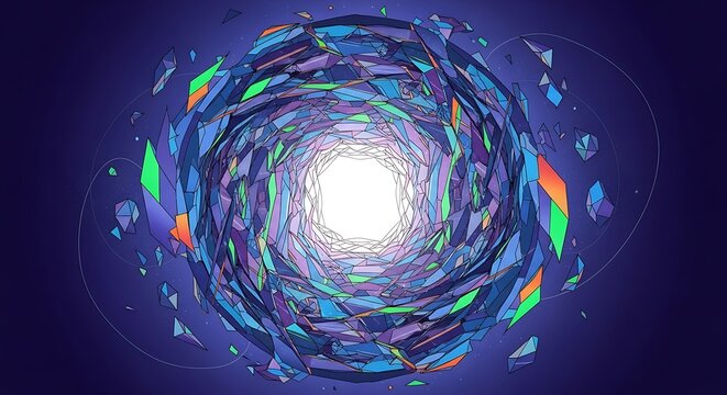 Abstract digital art of swirling cosmic energy vortex.