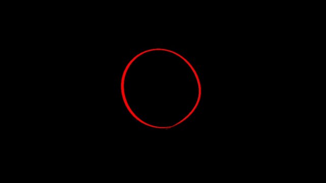A red oval shape on a black background, simple geometric figure