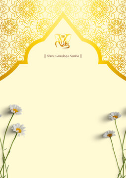 Brown and Cream Floral Traditional Griha Pravesh Invitation