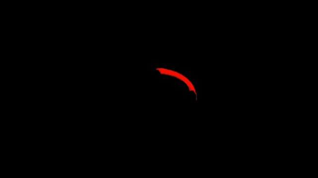 A single red brush stroke on a solid black background for design and artistic purposes
