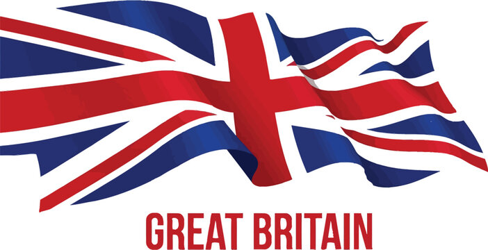 AdobeWaving Union Jack Flag - Great Britain National Symbol Illustrator Artwork