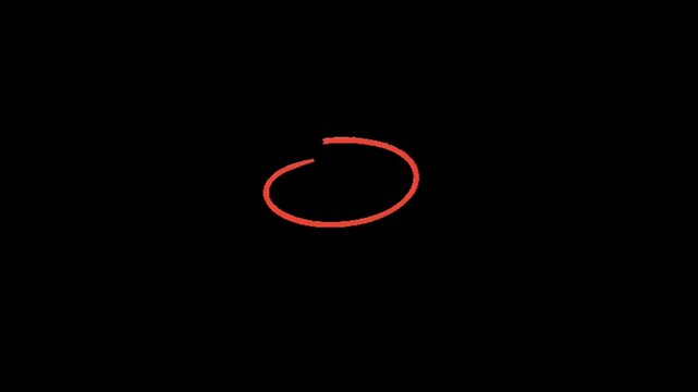 A red scribble forming a circle on a black background with a gap