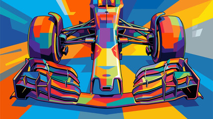 Naklejka premium Red bull racing formula one car in vibrant pop art style, perfect for sportsthemed designs, racing events, or automotive advertising.