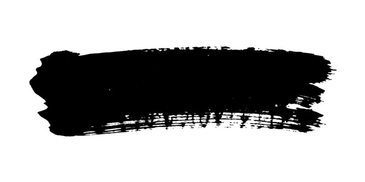A bold black brush stroke with visible texture and imperfect edges, evoking artistic expression and raw energy.