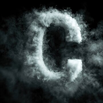 Capital letter C formed from ethereal smoke