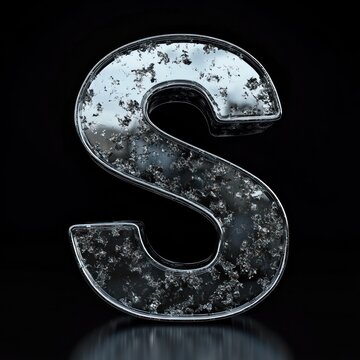 Capital letter S, metallic, aged, distressed