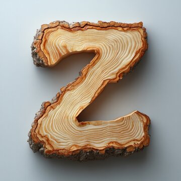 Capital letter Z carved from a tree trunk slice
