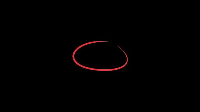 A red circle on a black background with a gap in the line