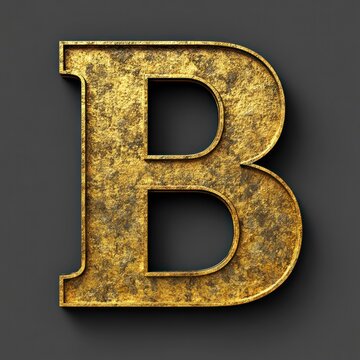 Capital letter "B" in aged gold